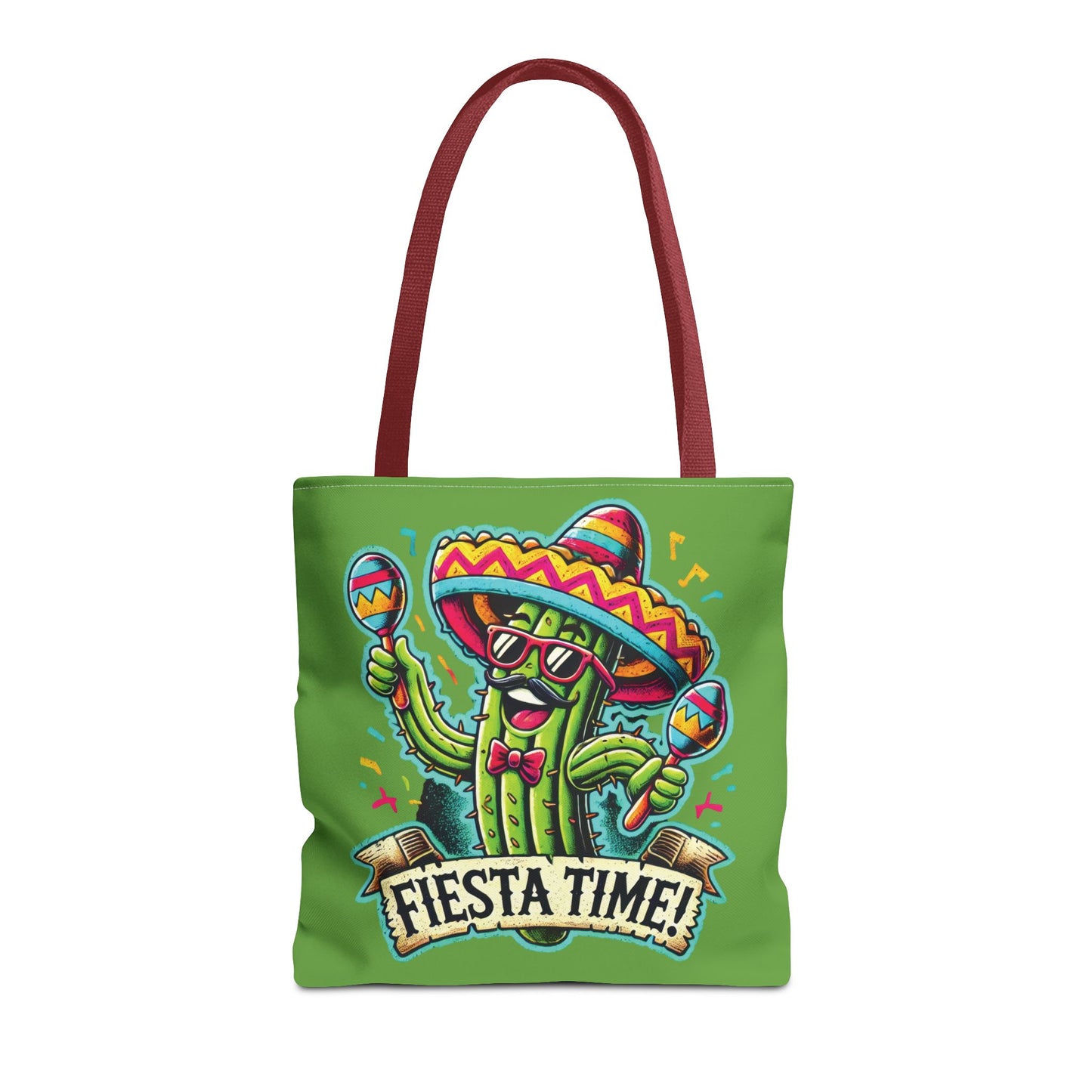 Fiesta Time Cactus Tote Bag, Funny Mexican Party Gift, Sombrero Maracas Print, Cinco de Mayo Bag, Summer Festival Tote, Beach Bag, Shopping