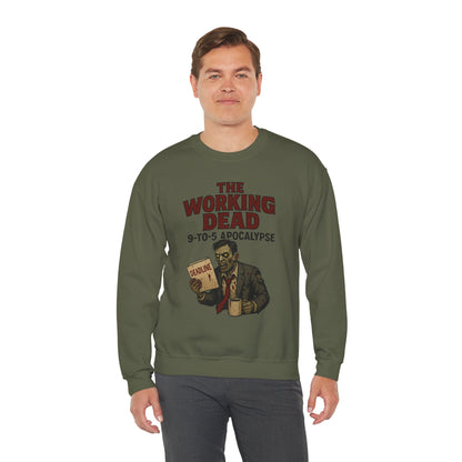Men's The Working Dead 9-to-5 Apocalypse Sweatshirt, Funny Office Zombie Horror Pullover, Halloween Zombie Work Top