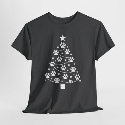 Paw Christmas Tree Women's T-Shirt, Pet Lover Holiday Tee