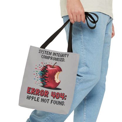 Error 404 Apple Tote Bag, Geek Tote, Funny Shopping Bag, Gift for Tech Lovers, Apple Lovers Tote, Digital Design Bag, Large Tote Bag, Weekender Bag, Beach Bag