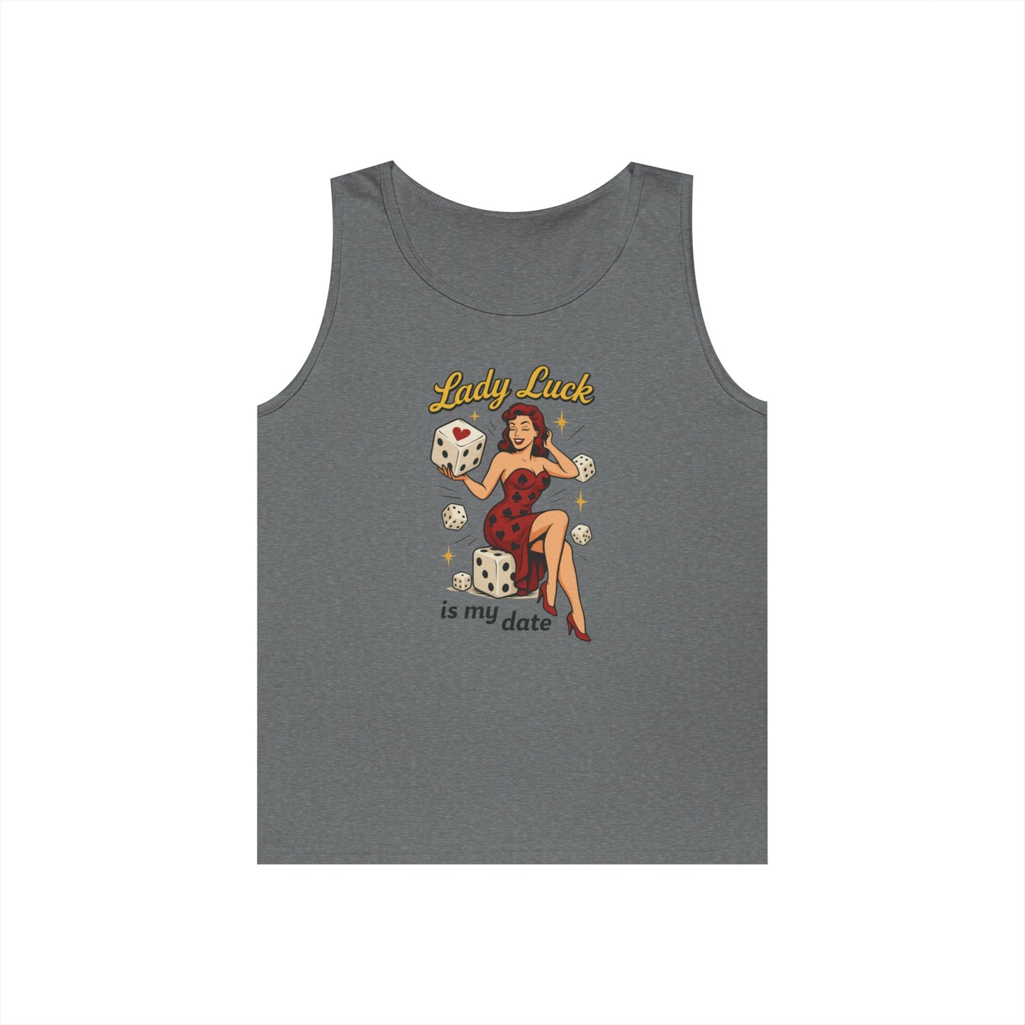 Lucky Me Tank Top, Retro Lady Luck Tee for Men, Gambling & Dice Themed Tee, Vintage Pin-Up Vegas Gift, Good Luck Gifts, for Luck Enthusiasts