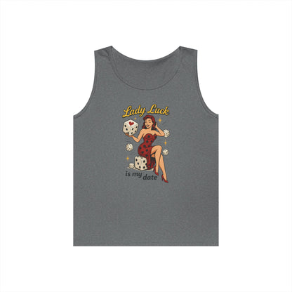 Lucky Me Tank Top, Retro Lady Luck Tee for Men, Gambling & Dice Themed Tee, Vintage Pin-Up Vegas Gift, Good Luck Gifts, for Luck Enthusiasts