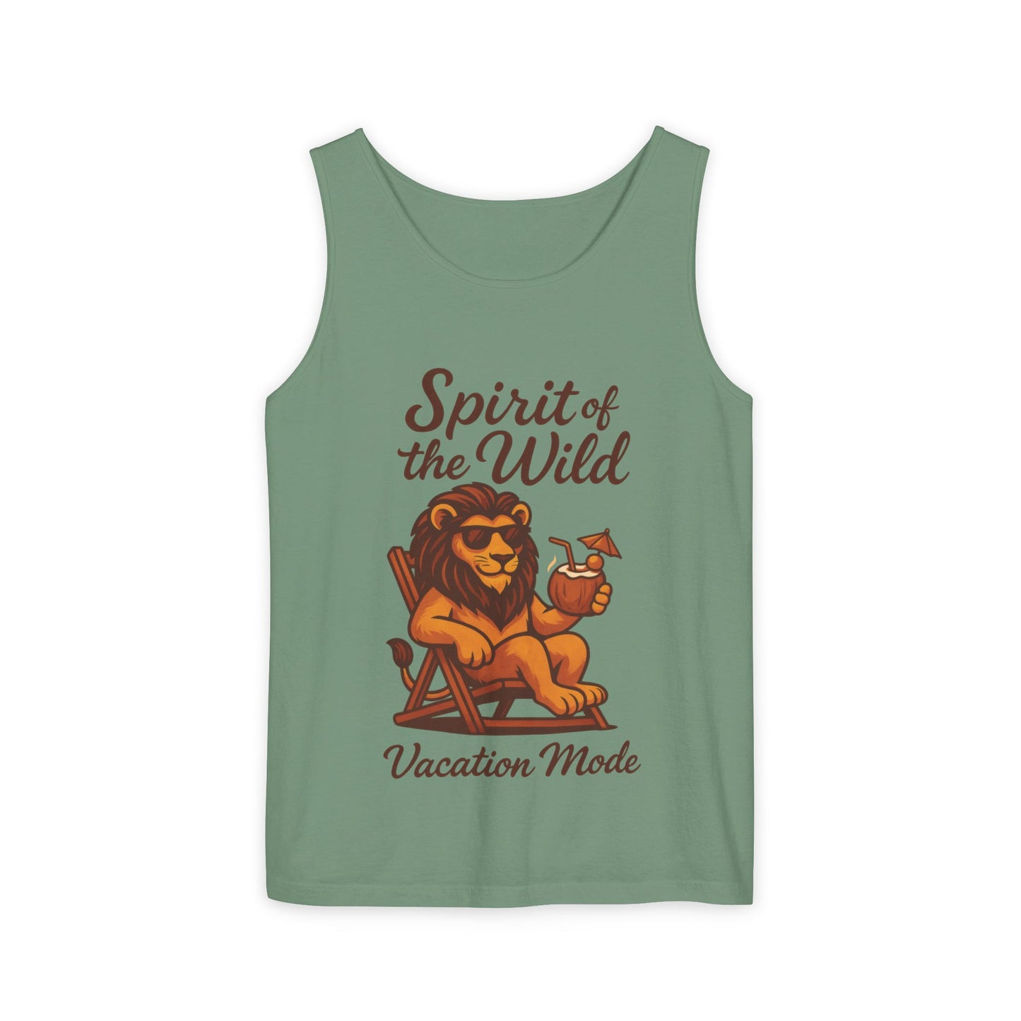 Spirit of the Wild Lion Tank Top - Vacation Mode Funny Summer Sleeveless Shirt for Men, Summer Wear, Graphic Tees, Beach Outfit