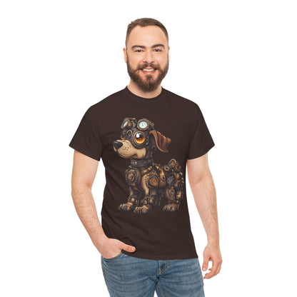 Cyberpunk Pup Design Mens Tee, Steampunk Dog Tee, Dog Lover Gift, Vintage Style, Fun Graphic Tee, Quirky Pet Apparel