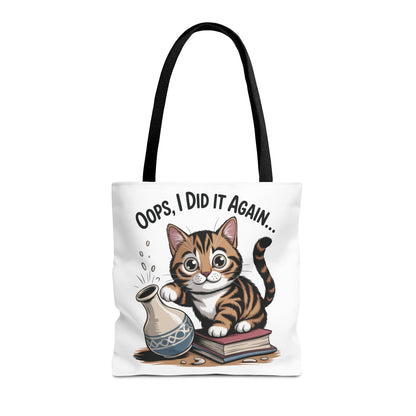 Cat-Themed Tote Bag, "Oops, I Did It Again", Perfect Gift for Cat Lovers, Pet Owners, Birthday, or Everyday Use, Large Tote Bag, beach bag
