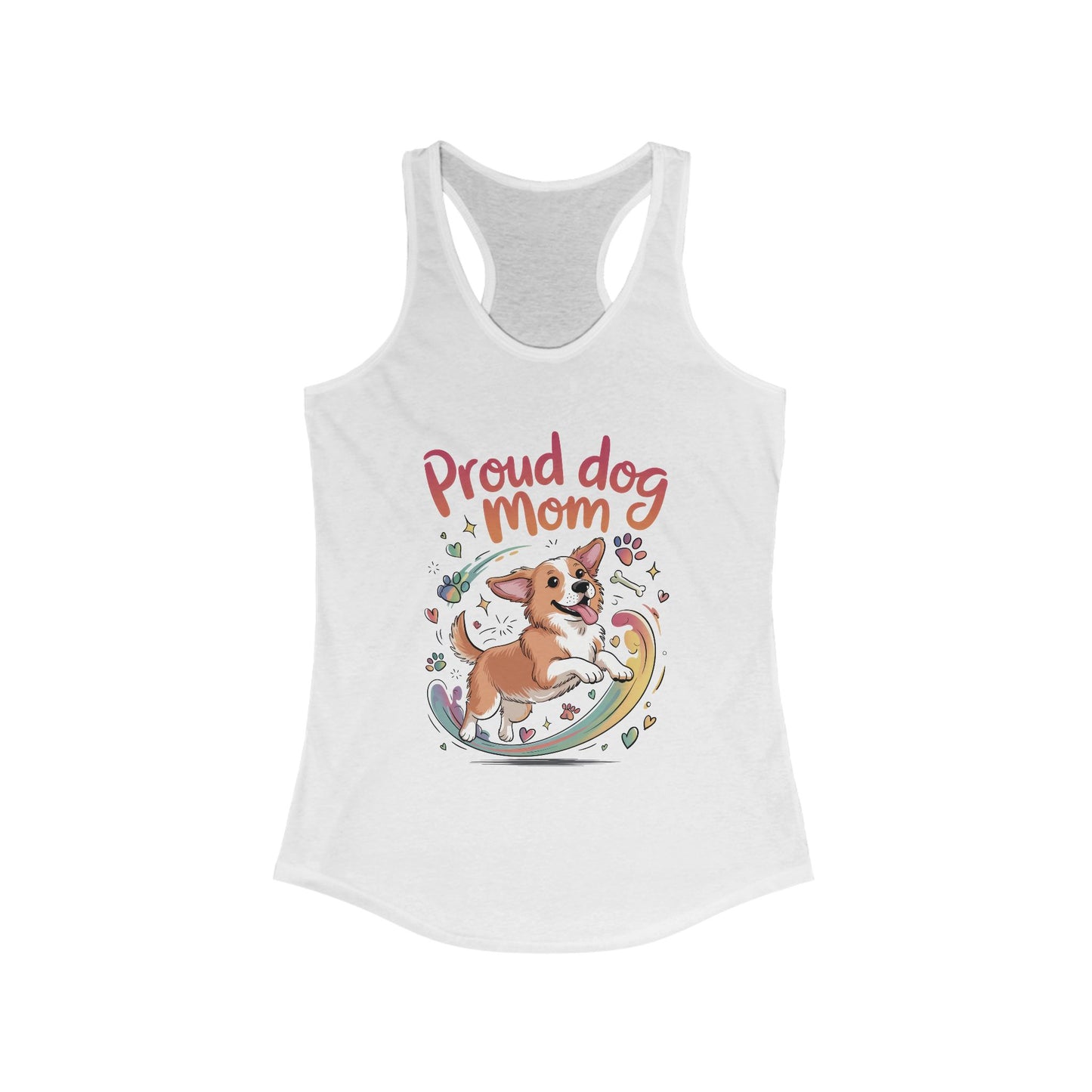 Proud Dog Mom Racerback Tank, Pet Lover Gift, Dog Owner Tee, Casual Workout Top, Funny Dog Mom Apparel, Summer Tank Top, Mothers Day Gift