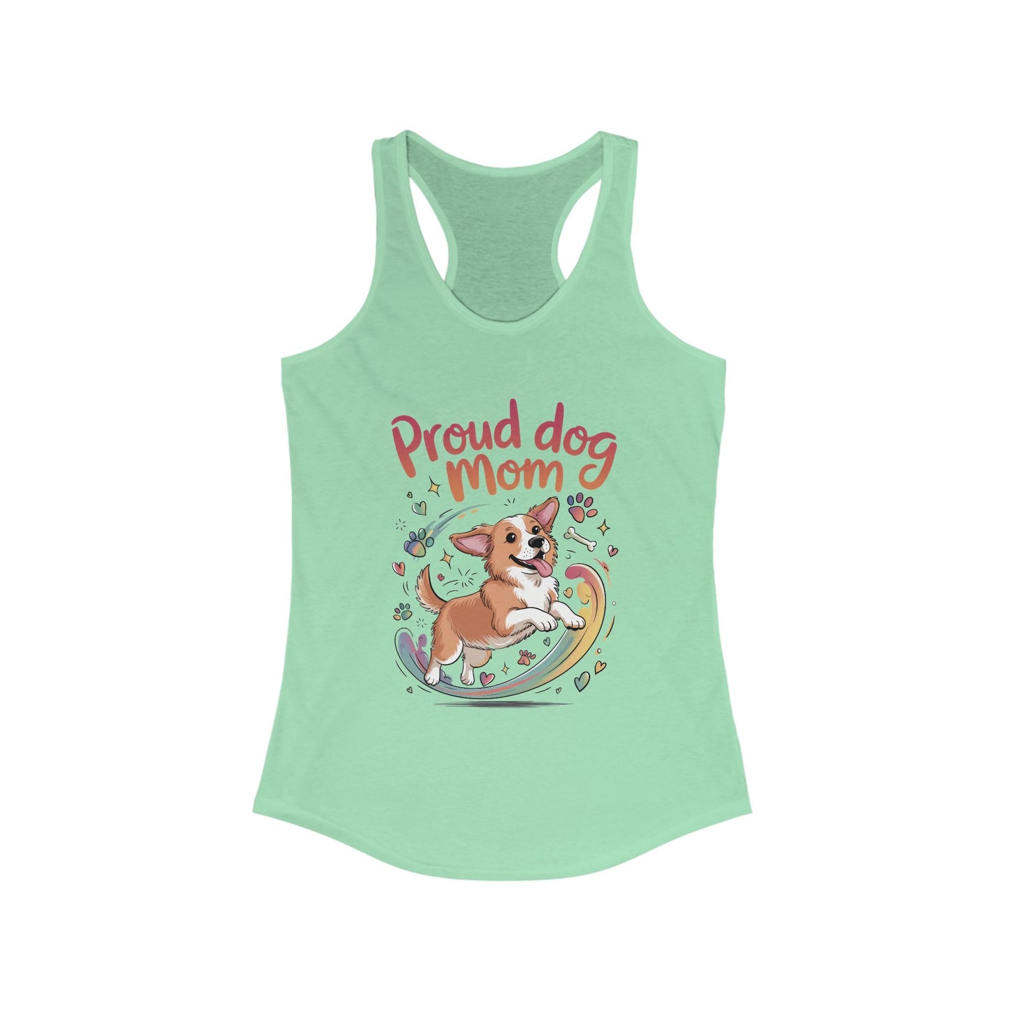 Proud Dog Mom Racerback Tank, Pet Lover Gift, Dog Owner Tee, Casual Workout Top, Funny Dog Mom Apparel, Summer Tank Top, Mothers Day Gift