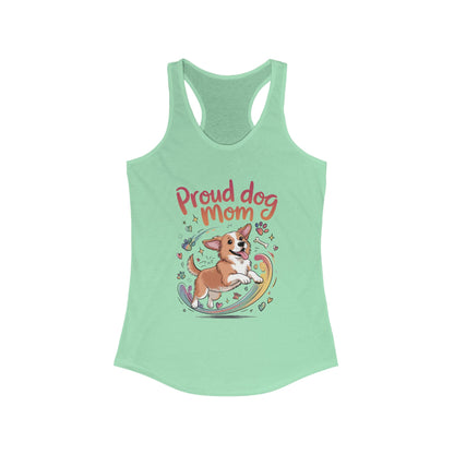 Proud Dog Mom Racerback Tank, Pet Lover Gift, Dog Owner Tee, Casual Workout Top, Funny Dog Mom Apparel, Summer Tank Top, Mothers Day Gift
