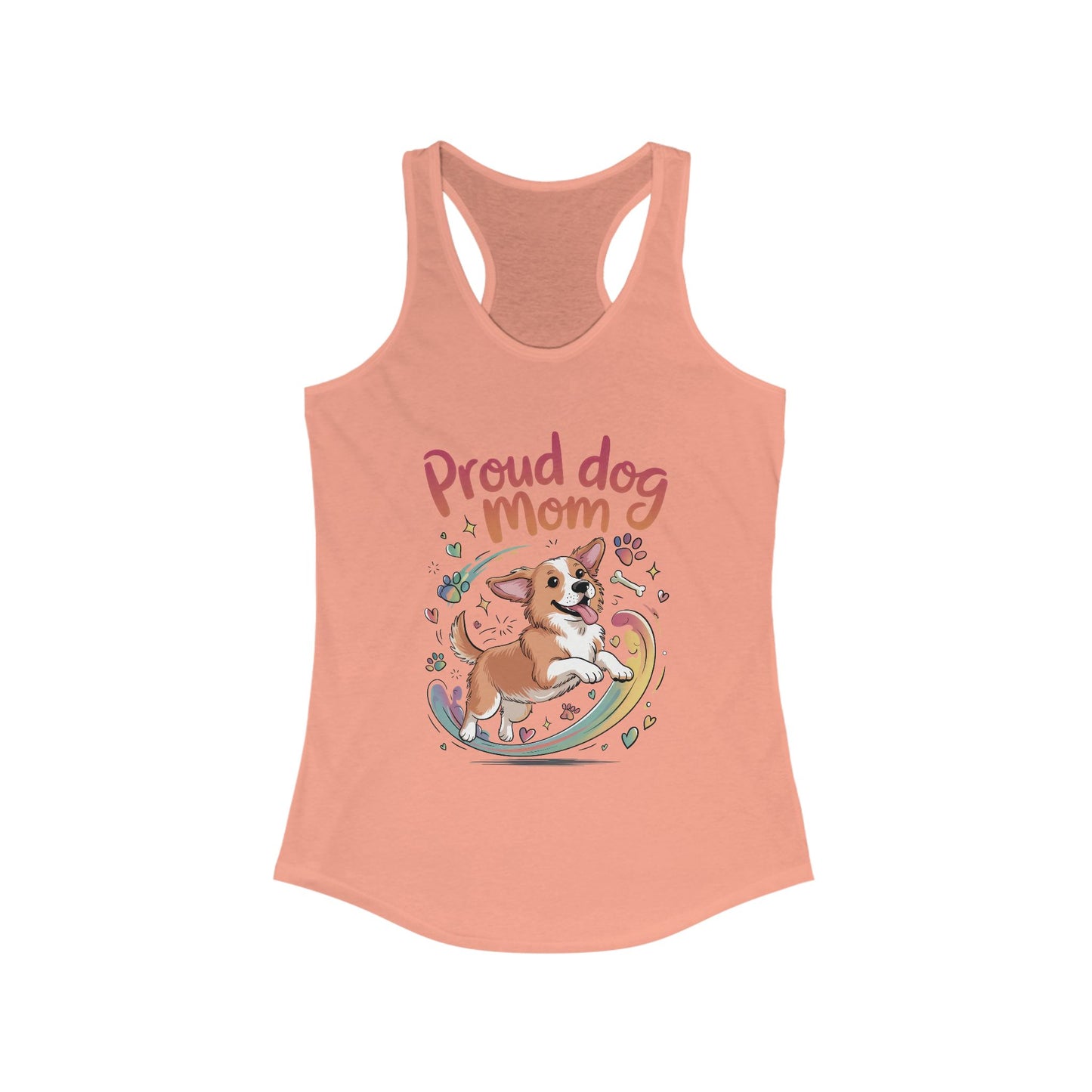 Proud Dog Mom Racerback Tank, Pet Lover Gift, Dog Owner Tee, Casual Workout Top, Funny Dog Mom Apparel, Summer Tank Top, Mothers Day Gift