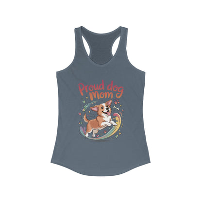 Proud Dog Mom Racerback Tank, Pet Lover Gift, Dog Owner Tee, Casual Workout Top, Funny Dog Mom Apparel, Summer Tank Top, Mothers Day Gift