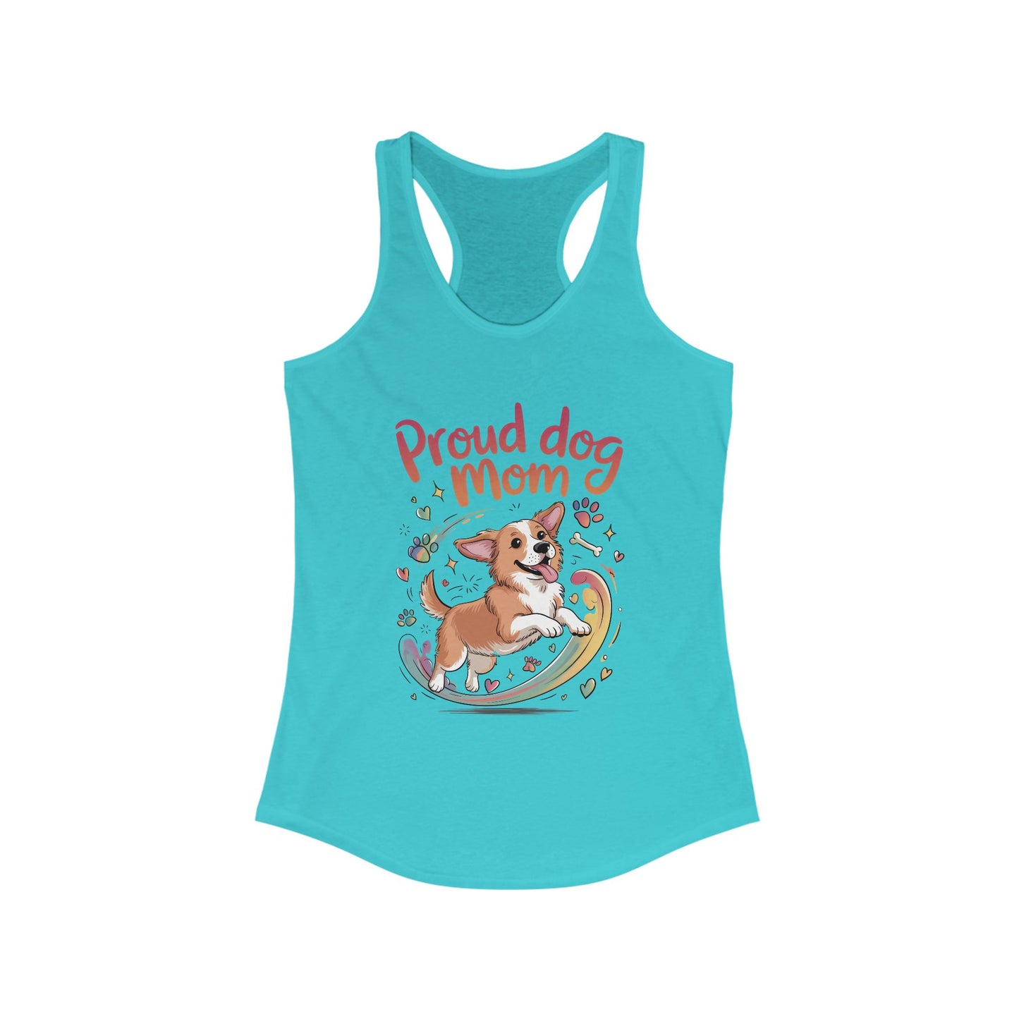 Proud Dog Mom Racerback Tank, Pet Lover Gift, Dog Owner Tee, Casual Workout Top, Funny Dog Mom Apparel, Summer Tank Top, Mothers Day Gift