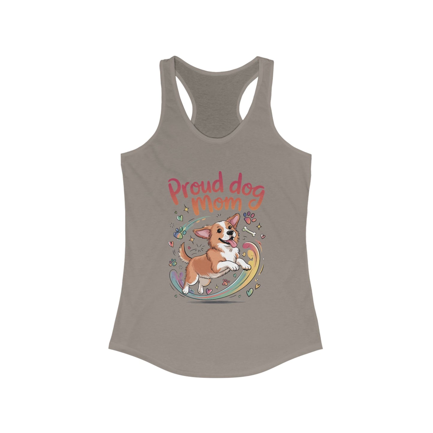 Proud Dog Mom Racerback Tank, Pet Lover Gift, Dog Owner Tee, Casual Workout Top, Funny Dog Mom Apparel, Summer Tank Top, Mothers Day Gift