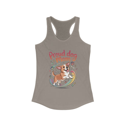 Proud Dog Mom Racerback Tank, Pet Lover Gift, Dog Owner Tee, Casual Workout Top, Funny Dog Mom Apparel, Summer Tank Top, Mothers Day Gift