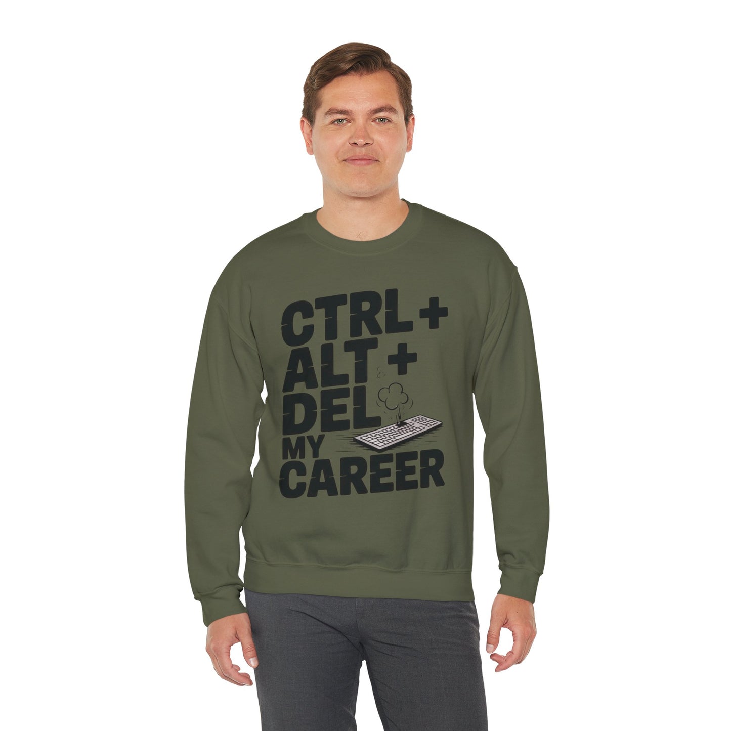 Ctrl Alt Del My Career Sweatshirt, Sarcastic Workwear Graphic Pullover, Funny Office Top, Men's Heavy Blend™ Crewneck Sweatshirt