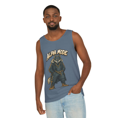 Alpha Mode Wolf Tank Top, Mens Hip Hop Gym Tank, Cool Streetwear Muscle Tank, Savage Wolf Graphic Top, Alpha Male Workout Shirt, Beachwear