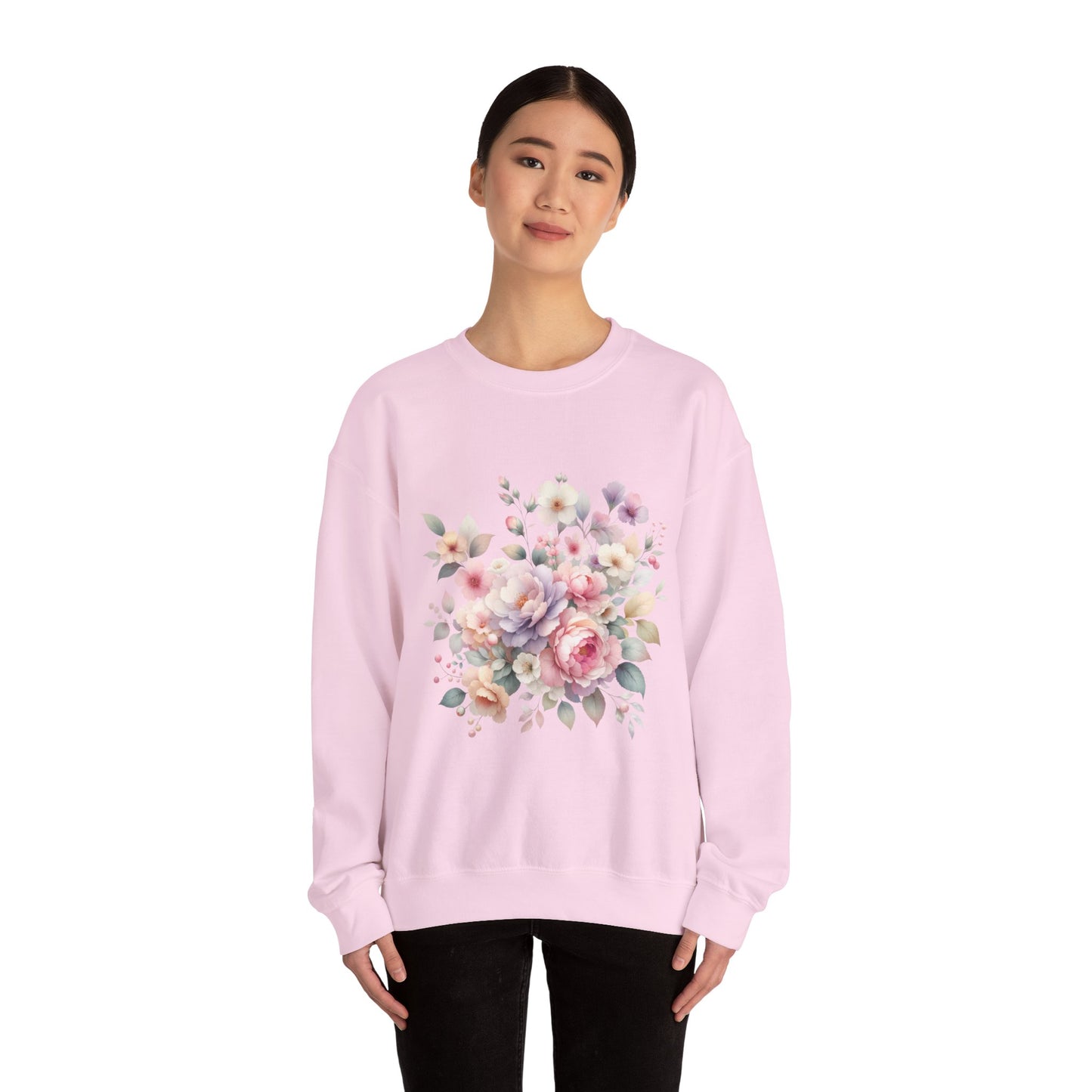 Floral Crewneck Sweatshirt, Cozy Floral Sweatshirt for Spring, Gift for Her, Women's Floral Top, Pastel Floral Sweatshirt