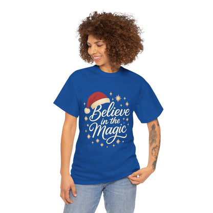 Believe in the Magic Christmas Women's Shirt, Santa Hat Holiday Tee