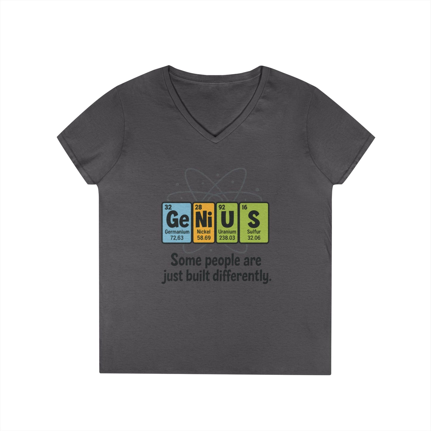 Funny Womens Genius V-Neck T-Shirt, Funny Science Tee, Nerdy Humor Shirt, Periodic Table Nerd Shirt, Science Humor Tee