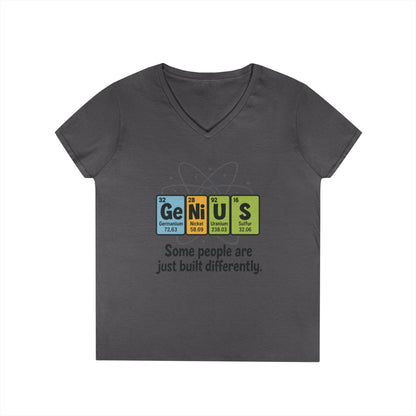 Funny Womens Genius V-Neck T-Shirt, Funny Science Tee, Nerdy Humor Shirt, Periodic Table Nerd Shirt, Science Humor Tee