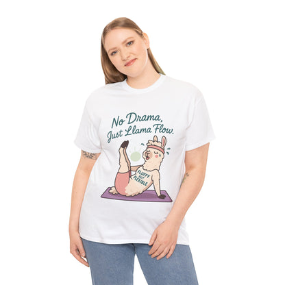 No Drama Llama Yoga Tee, Funny Yoga Llama T-Shirt for Women, Gift for Yoga Lovers, Fun Yoga T-Shirt for Animal Lovers, Humor Shirt