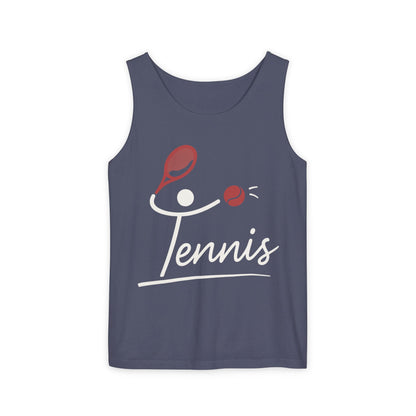 Womens Garment-Dyed Tank Top, Womens Tennis Tank Top, Cute Sports Graphic Top, Workout Gym Activewear Shirt