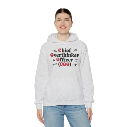 Chief Overthinker Officer Women's Hoodie, Funny COO Graphic Pullover, Sarcastic Office Humor Gift, Women's Heavy Blend™ Hooded Sweatshirt