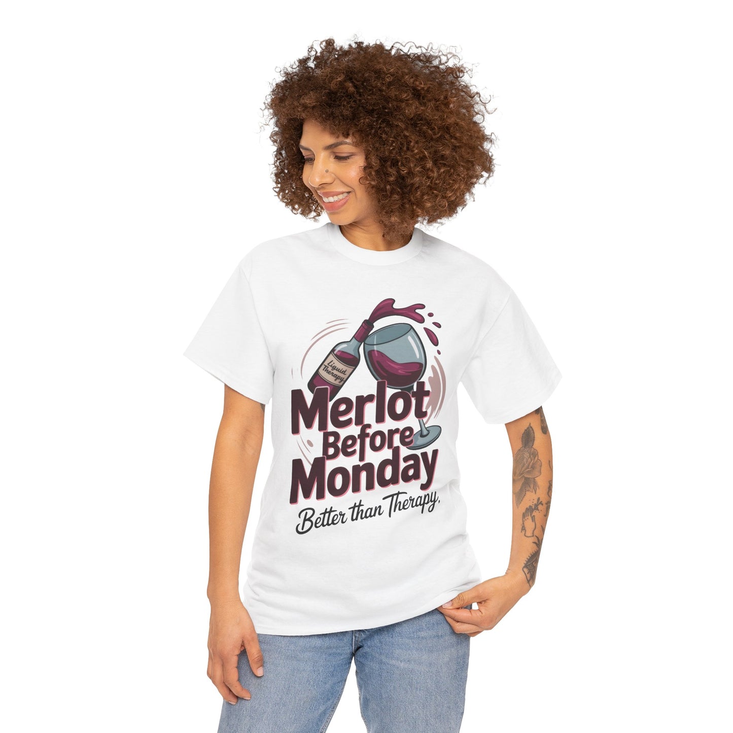 Merlot Before Monday Shirt Women, Funny Wine Tee, Better Than Therapy Tee, Wine Lover Gift