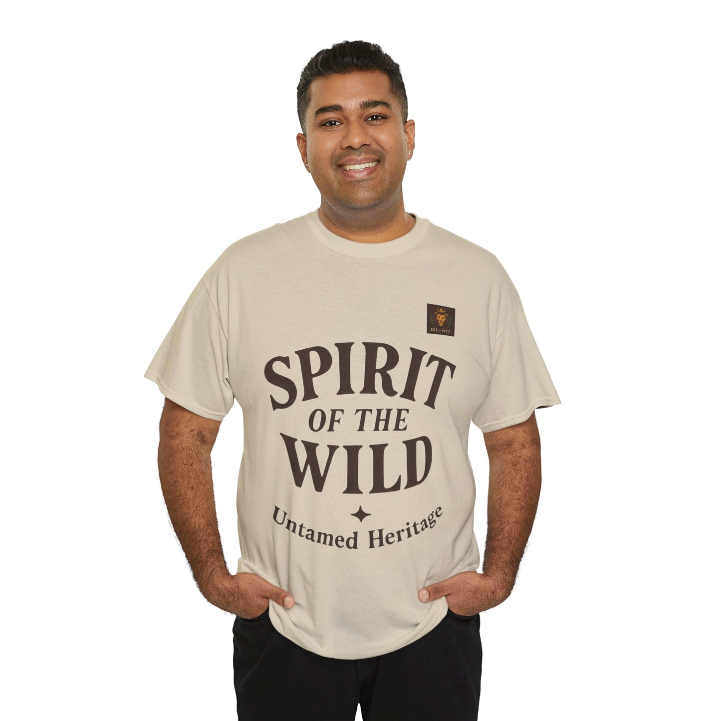 Spirit of the Wild Mens Heavy Cotton Tee, Nature Lover Gift, Outdoor Adventure Shirt, Unisex Tee, Casual Wear, Unique Graphic Apparel