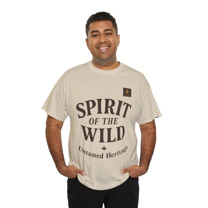 Spirit of the Wild Mens Heavy Cotton Tee, Nature Lover Gift, Outdoor Adventure Shirt, Unisex Tee, Casual Wear, Unique Graphic Apparel