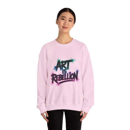 Art Is Rebellion Women's Sweatshirt, Graffiti Graphic Pullover, Bold Rebel Street Art Statement Top, Heavy Blend™ Crewneck Sweatshirt