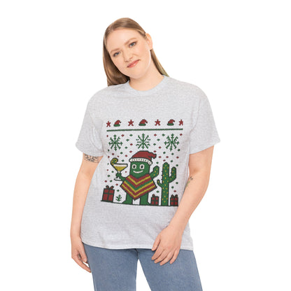 Festive Cactus Christmas Shirt, Funny Holiday Santa Hat Tee for Women, Women's Funny Xmas Shirt