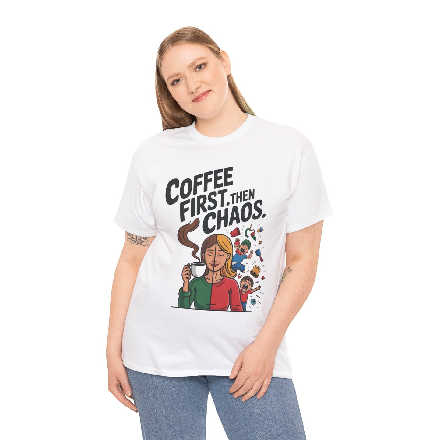 Coffee First Then Chaos Funny Mom Life Tee, Mother's Day Gift, Mom Humor Tee, mom graphic tee, caffeine lover tee