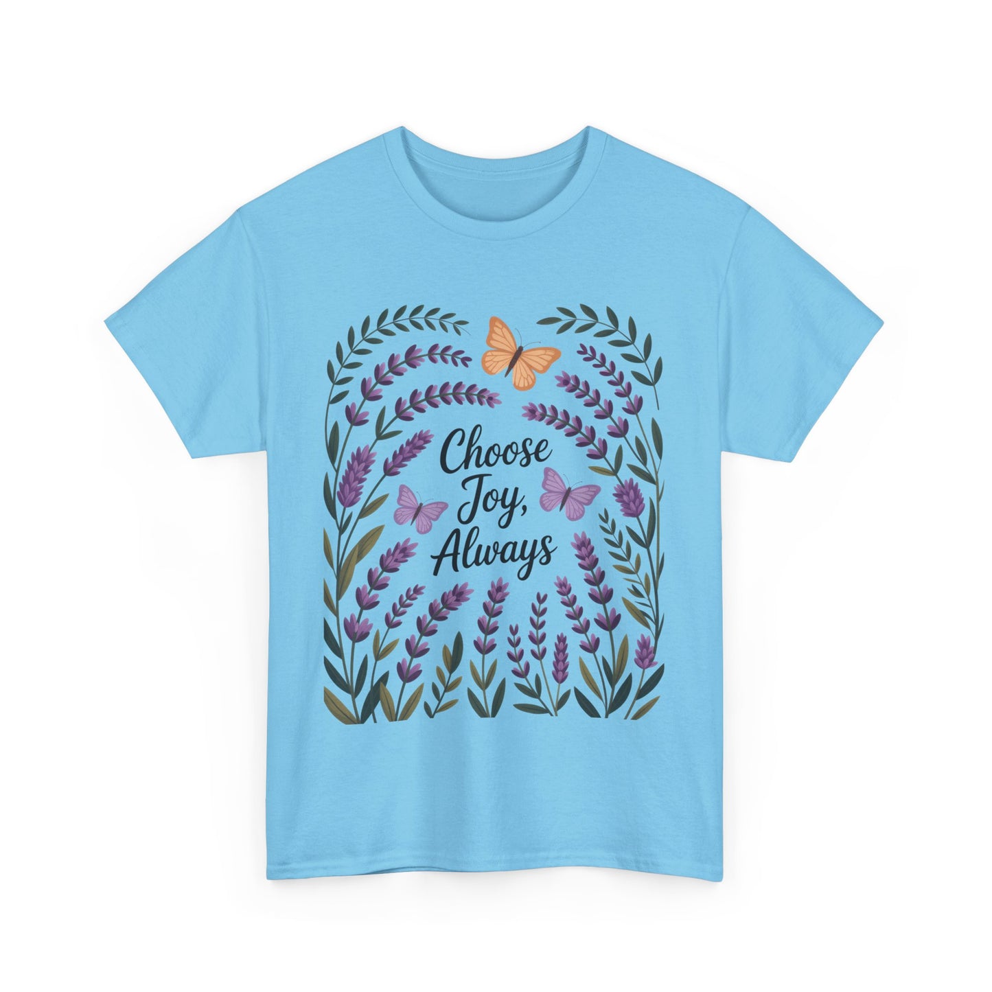 Choose Joy Always Women's Tee, Floral Graphic T-Shirt, Inspirational Gifts, Positive Vibes Apparel, Nature Lover's Gift, Lavender Printed