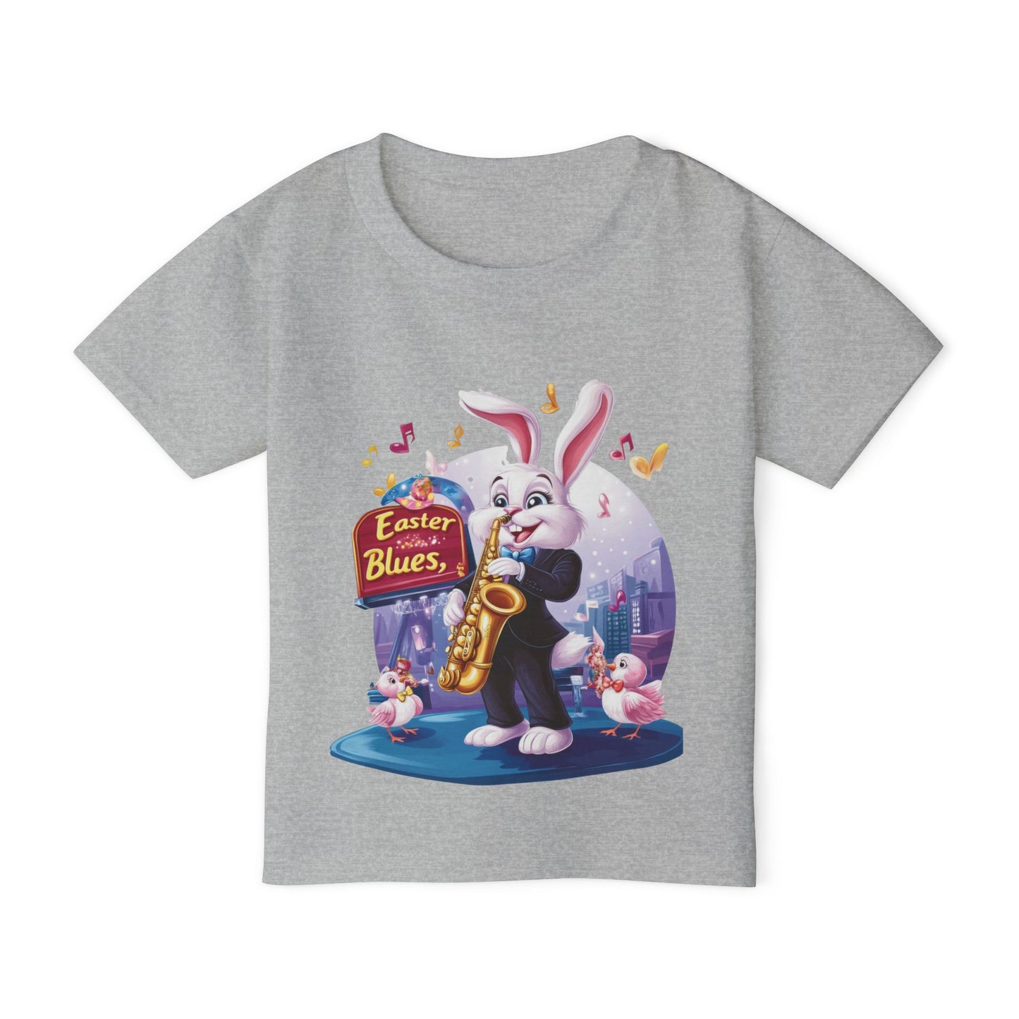Easter Bunny Jazz Toddler T-Shirt - Cute Music Themed Tee for Kids, Saxophone Bunny Spring Shirt, Fun Gift for Little Boys & Girls