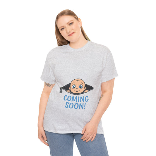 Coming Soon Maternity T-Shirt, Cute Baby Boy Pregnancy Announcement Shirt, Funny Expecting Mom Gift, Gender Reveal Tee, Baby Shower Top