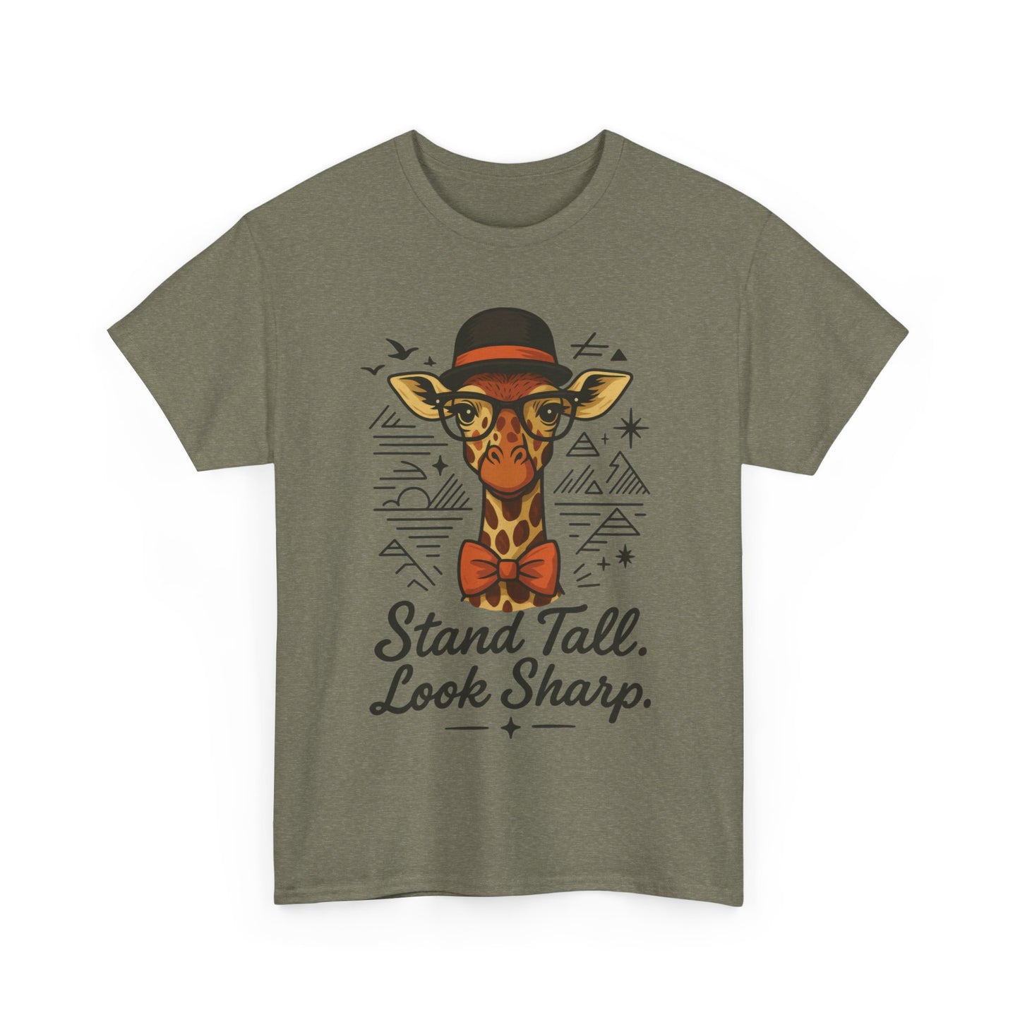 Hipster Giraffe T-Shirt with Hat and Glasses, Whimsical Giraffe Tee, Fun Gift, Cute Graphic Shirt, Unisex Heavy Cotton Tee