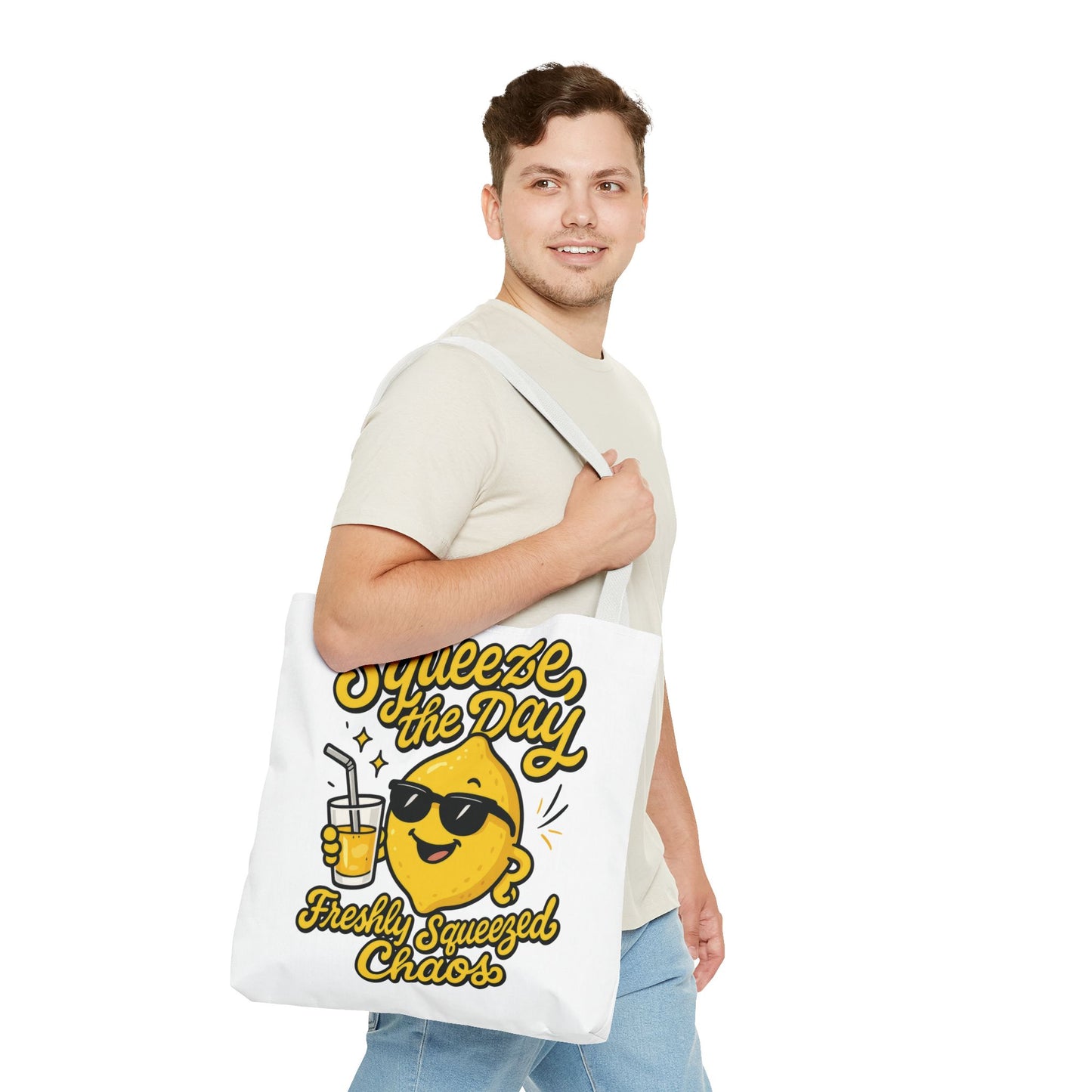 Lemon Themed Tote Bag, Squeeze the Day, Shopping Bag, Gift for Citrus Lovers, Eco-Friendly Carrier, Summer Accessory