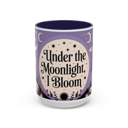 Under the Moonlight I Bloom Mug, Witchy Moon Magic Coffee Cup, Feminine Mystic Gift for Spiritual, Self Growth Lovers, Coffee Mug (11, 15oz)