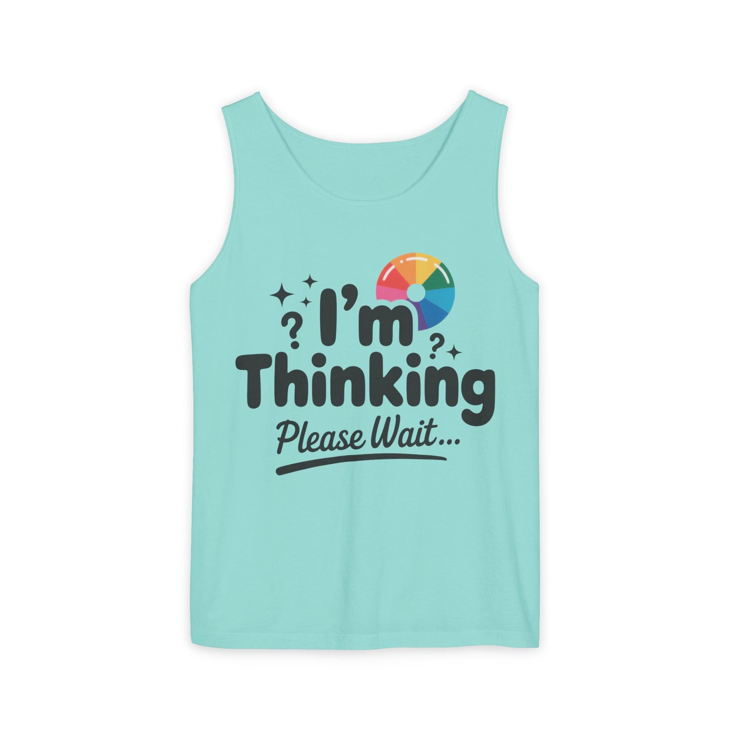 Funny - Im Thinking Please Wait - Mens Tank Top, Cute Geeky Gift for Introverts, Programmers, Designers, Fun Humor Shirt, Gift for Adults