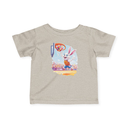 Easter Basketball Bunny Infant Tee - Cute Bunny Dunking Egg Ball, Fun Spring Sports Shirt for Babies 6-24 Months, Easter Gift Idea