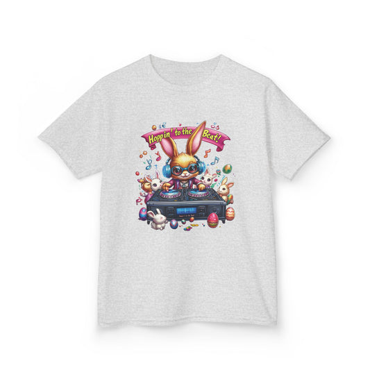 Kids Easter DJ Bunny T-Shirt Fun - Music Themed Spring Tee, Hoppin to the Beat Design, Colorful Holiday Shirt for Boys and Girls