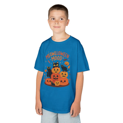 Meowlloween Mood Kids Shirt, Cute Black Cat Halloween T-Shirt for Girls and Boys, Funny Pumpkin Cat Tee, Cozy Fall Cat Lover Gift