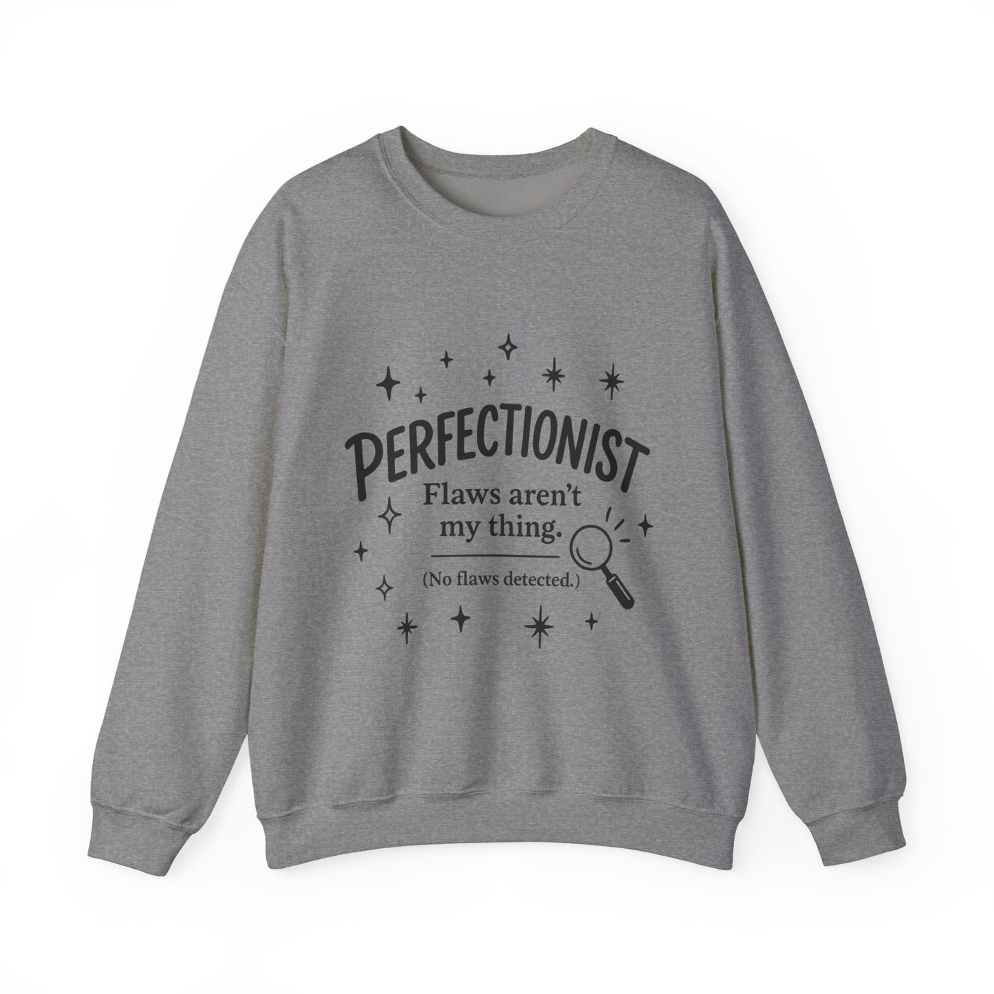 Womens Perfectionist Sweatshirt, Funny Clean Design with Stars, No Flaws Detected Quote Pullover, Minimalist Cozy Gift for Her