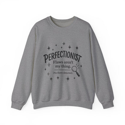 Womens Perfectionist Sweatshirt, Funny Clean Design with Stars, No Flaws Detected Quote Pullover, Minimalist Cozy Gift for Her