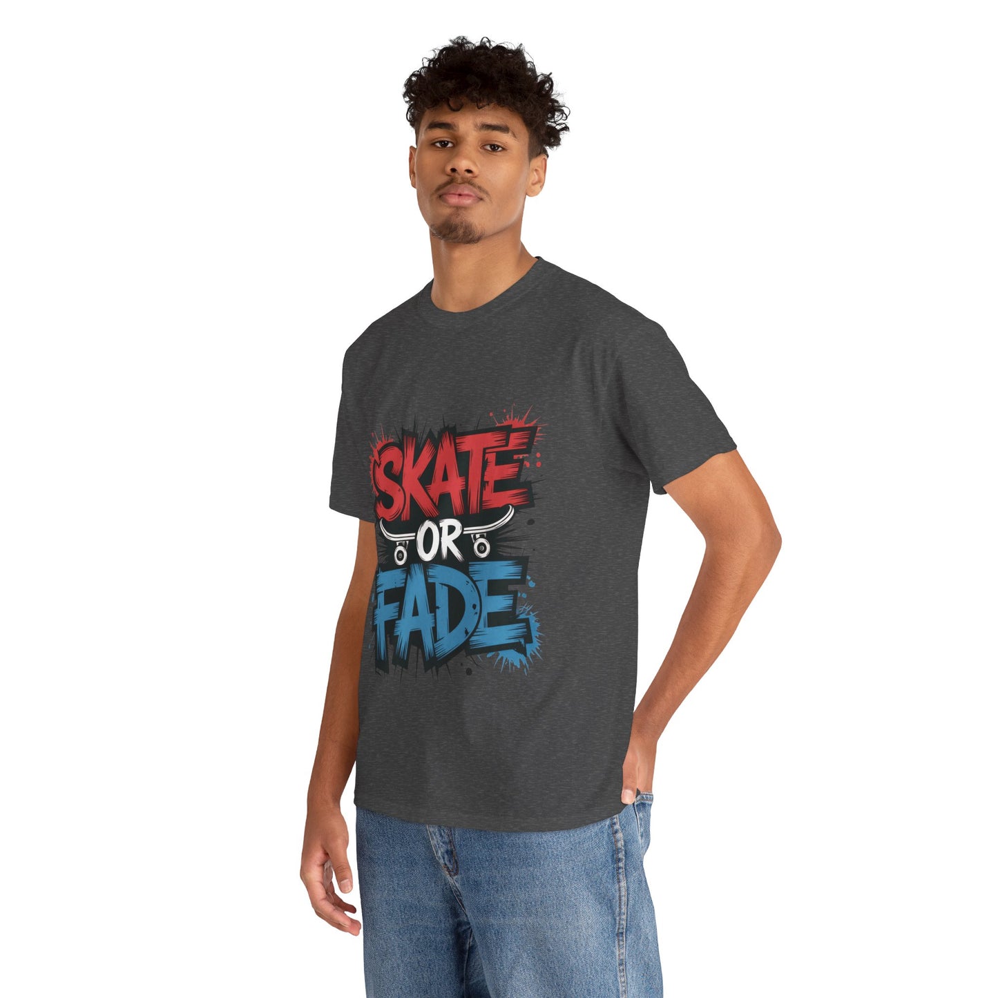 Skate Or Fade Men's T-Shirt, Graffiti Skateboarding Graphic Tee, Urban Streetwear Skater Top