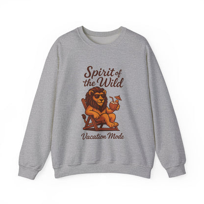 Spirit of the Wild Lion Mens Sweatshirt - Vacation Mode Funny Relaxed Jungle King Pullover,  Fun Gift for Travelers