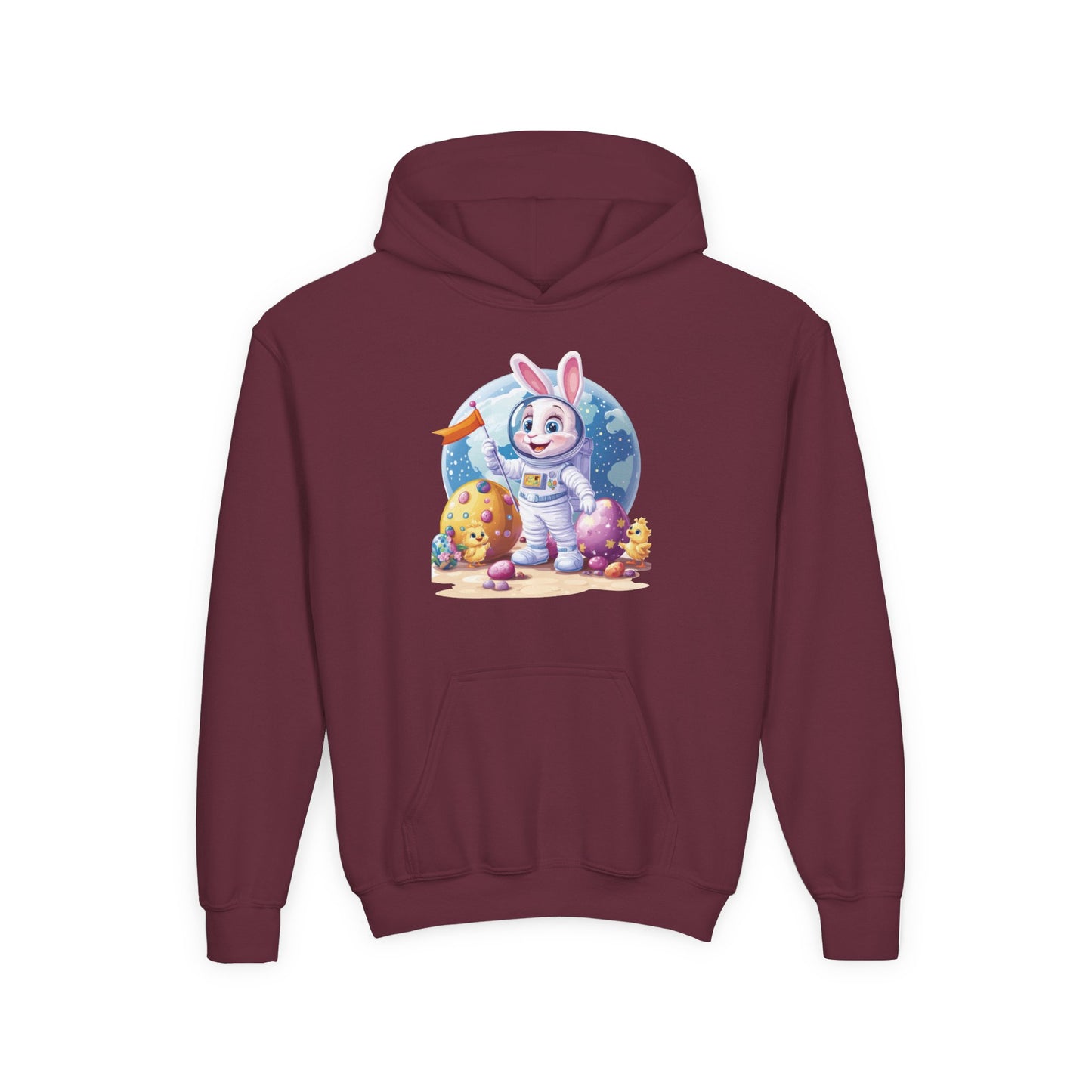 Astronaut Easter Bunny Kids Hoodie, Space Bunny Youth Sweatshirt, Cute Galaxy Easter Gift for Boys and Girls, Gift for Easter Space Lovers