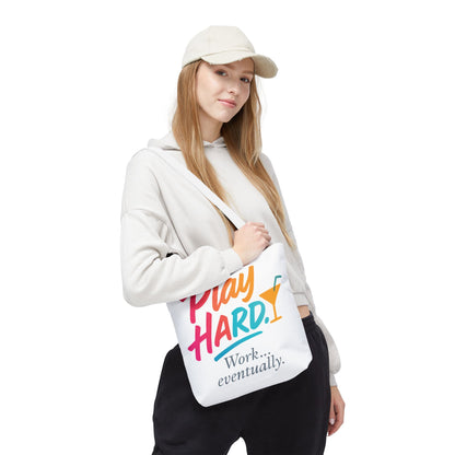 Play Hard Tote Bag - Fun, Stylish, Tote for Work & Play, Summer, Gift, Beach Bag, Everyday Carry, Beach Weekender Bag, large canvas bag