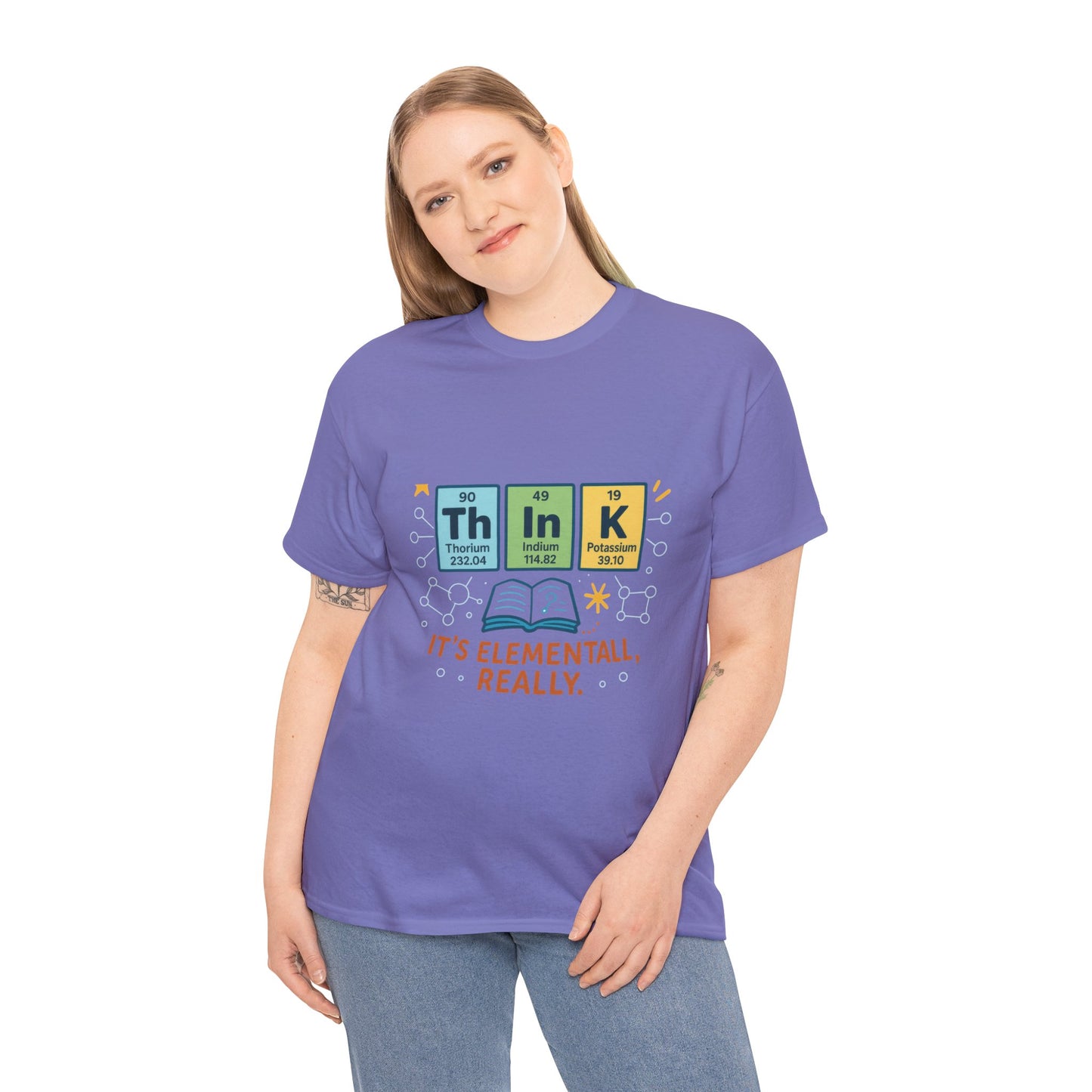 Smart Womens Science T-Shirt, THINK Periodic Table Tee, Funny Elemental Nerd Gift for Her, Graphic Tee for Science Lovers