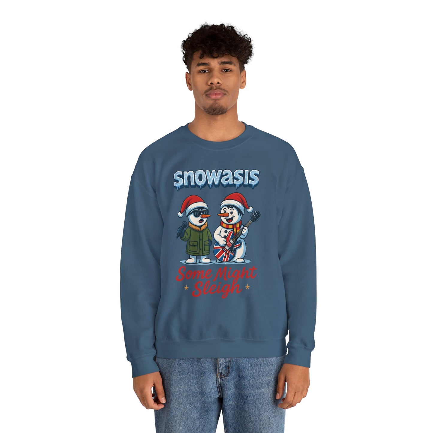 Snowasis Some Might Sleigh Men's Christmas Sweatshirt, Funny Rock Holiday Sweater
